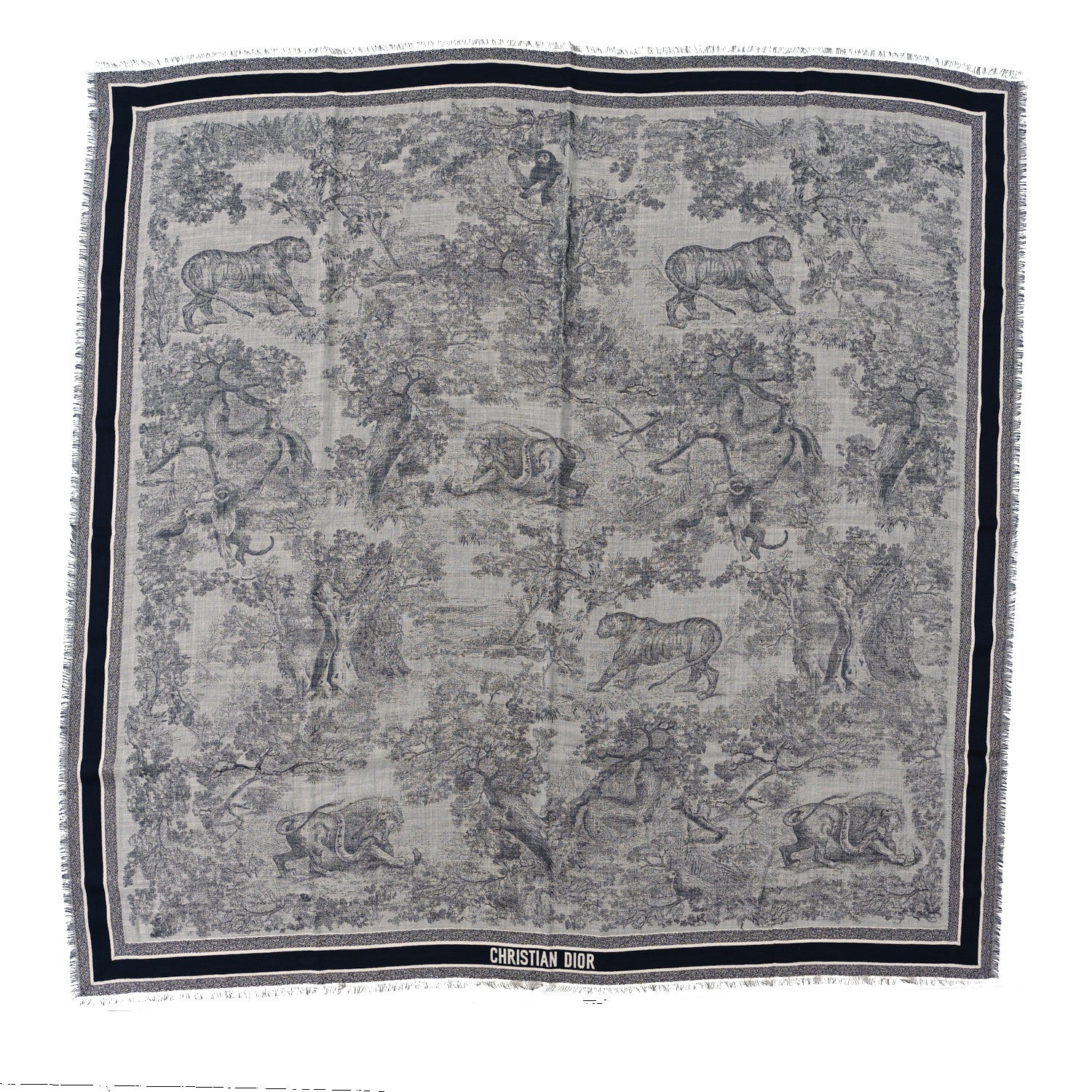 CHRISTIAN DIOR Cashmere Toile De Jouy Poncho Grey | FASHIONPHILE (US)