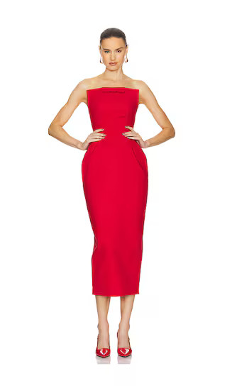 The S Curve Dress With Bow in Lipstick Red | Revolve Clothing (Global)