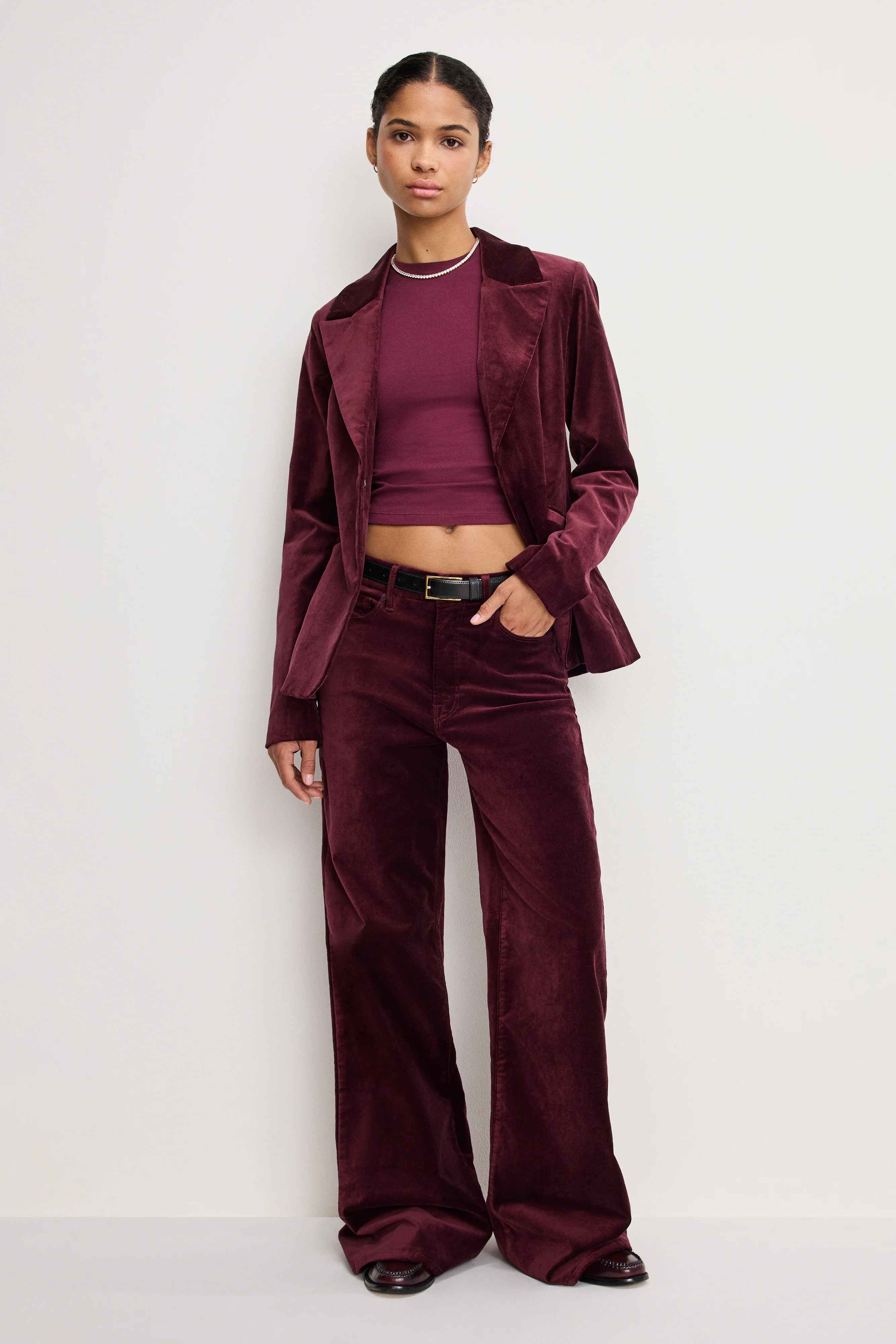 VELVET SCULPTED BLAZER | FIG007 - GOOD AMERICAN | Good American