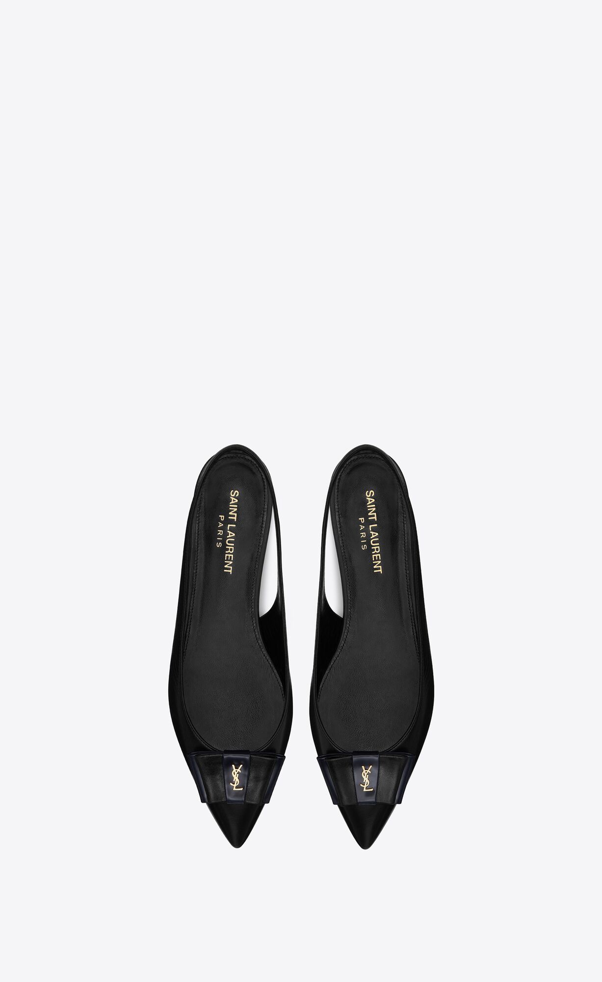 slingback flats with an elasticized slingback strap and pointed toe featuring a flat double bow w... | Saint Laurent Inc. (Global)