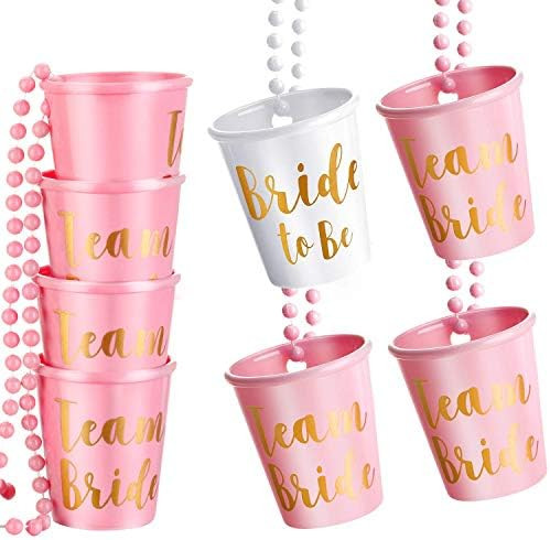 8 Pieces Shot Necklace Glass, Bachelorette and Bride Shot Glass Necklace with Gold Foil for Bache... | Amazon (US)