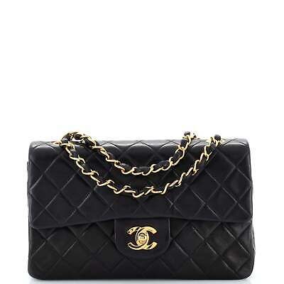 Chanel Vintage Classic Double Flap Bag Quilted Lambskin Small Black  | eBay | eBay US