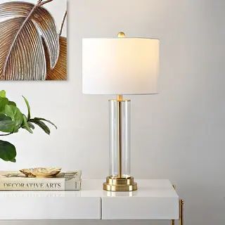 SAFAVIEH Lighting 26-inch Cassian Glass Table Lamp - 14" x 14" x 26" - Overstock - 32201280 | Bed Bath & Beyond