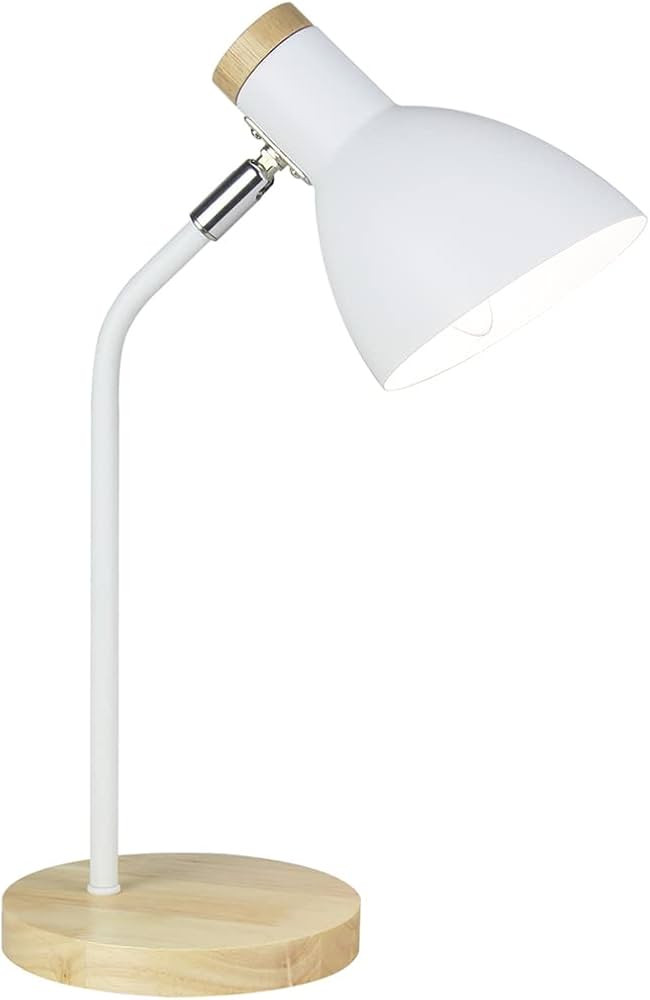 Lampwell Helle Office Desk Lamp for Home Office,White Adjustable Desk Lamp for Bedrooms,Wood Desk... | Amazon (US)