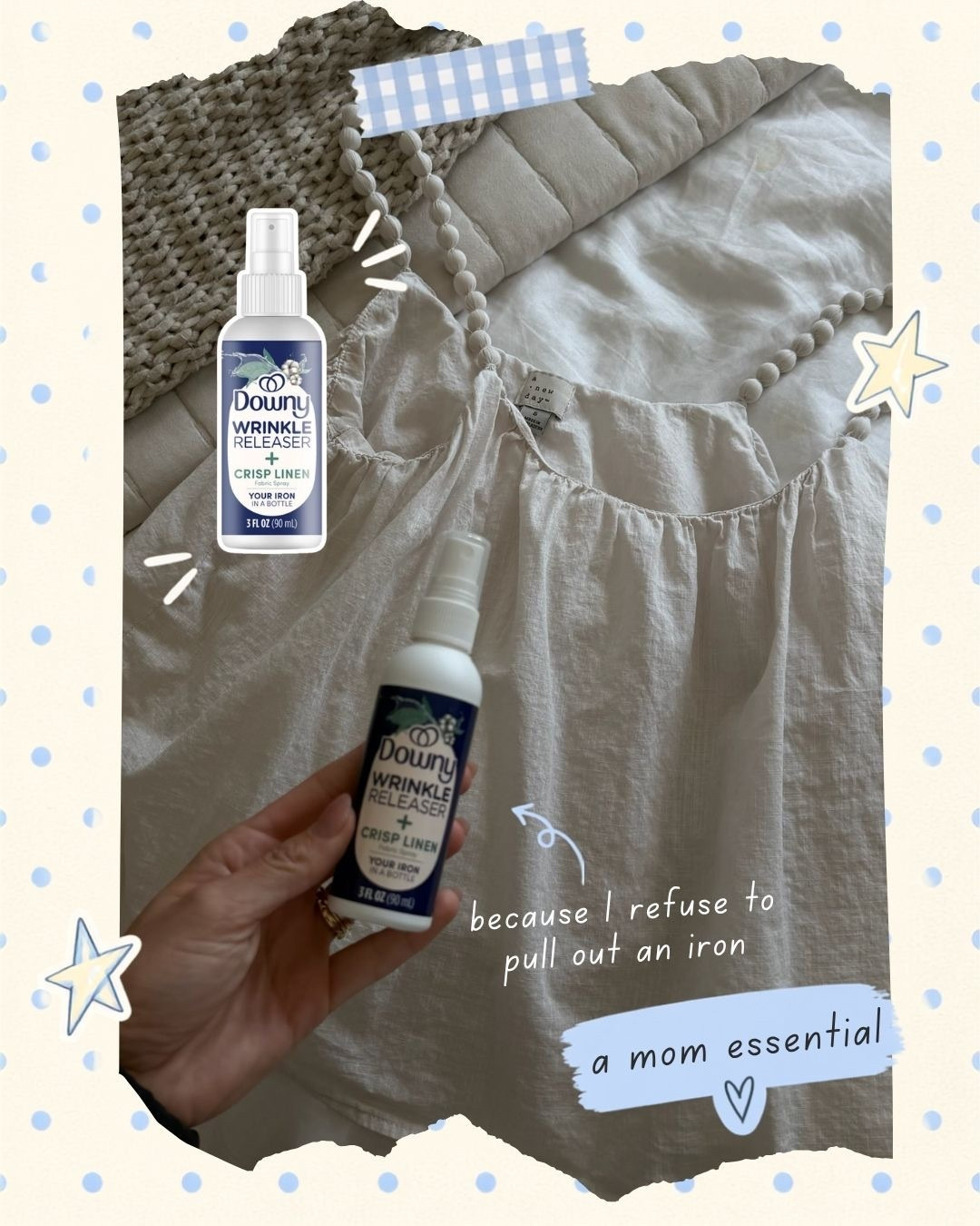 Wrinkle Releaser Spray makes it easy to refresh my clothes because who wants to iron when you're a busy mom? 

 #LTKdayinmylife #LTKgrwm #LTKmomlife