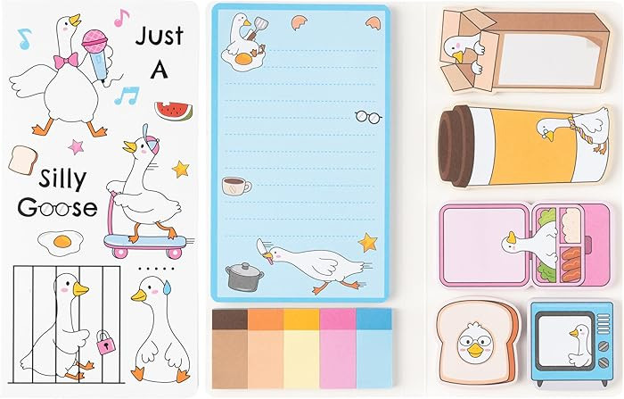 B1ykin Cute Sticky Notes Set - Just A Silly Goose Self-Stick Notes Pad, 550 Sheets Writing Memo P... | Amazon (US)