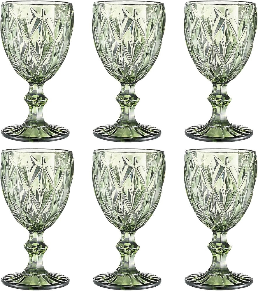 Qulable Wine Glasses Set of 6 | Vintage Red Wine Goblets Glassware Sets, Crystal Colored Drinking... | Amazon (US)