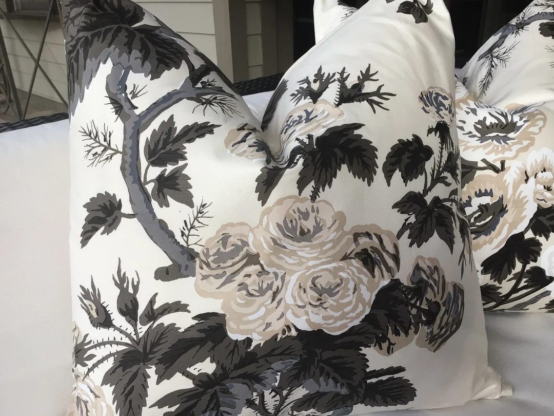 Schumacher  Pyne Hollyhock covers in Charcoal ( backorder early March) | Etsy (US)