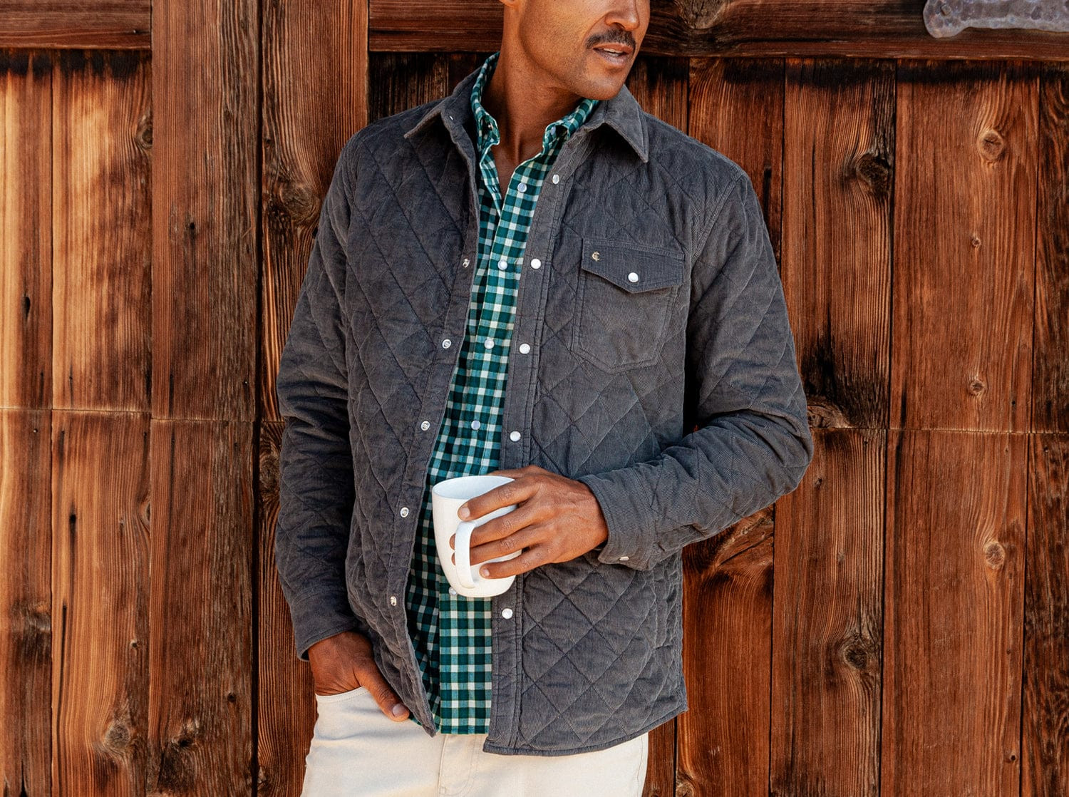 Corduroy Quilted Shacket - Midnight Ash | Criquet Apparel