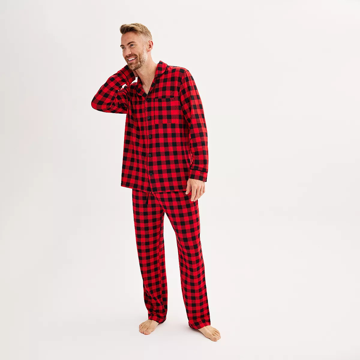 Men's Jammies For Your Families® Buffalo Plaid Notch Top & Bottoms Pajama Set by Cuddl Duds® | Kohl's