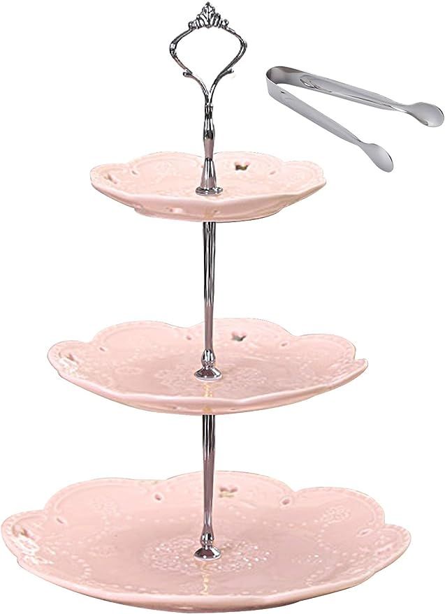 Jusalpha 3-tier Ceramic Cake Stand/Cupcake Stand Tower/Dessert Stand/Pastry Serving Platter/Food ... | Amazon (US)