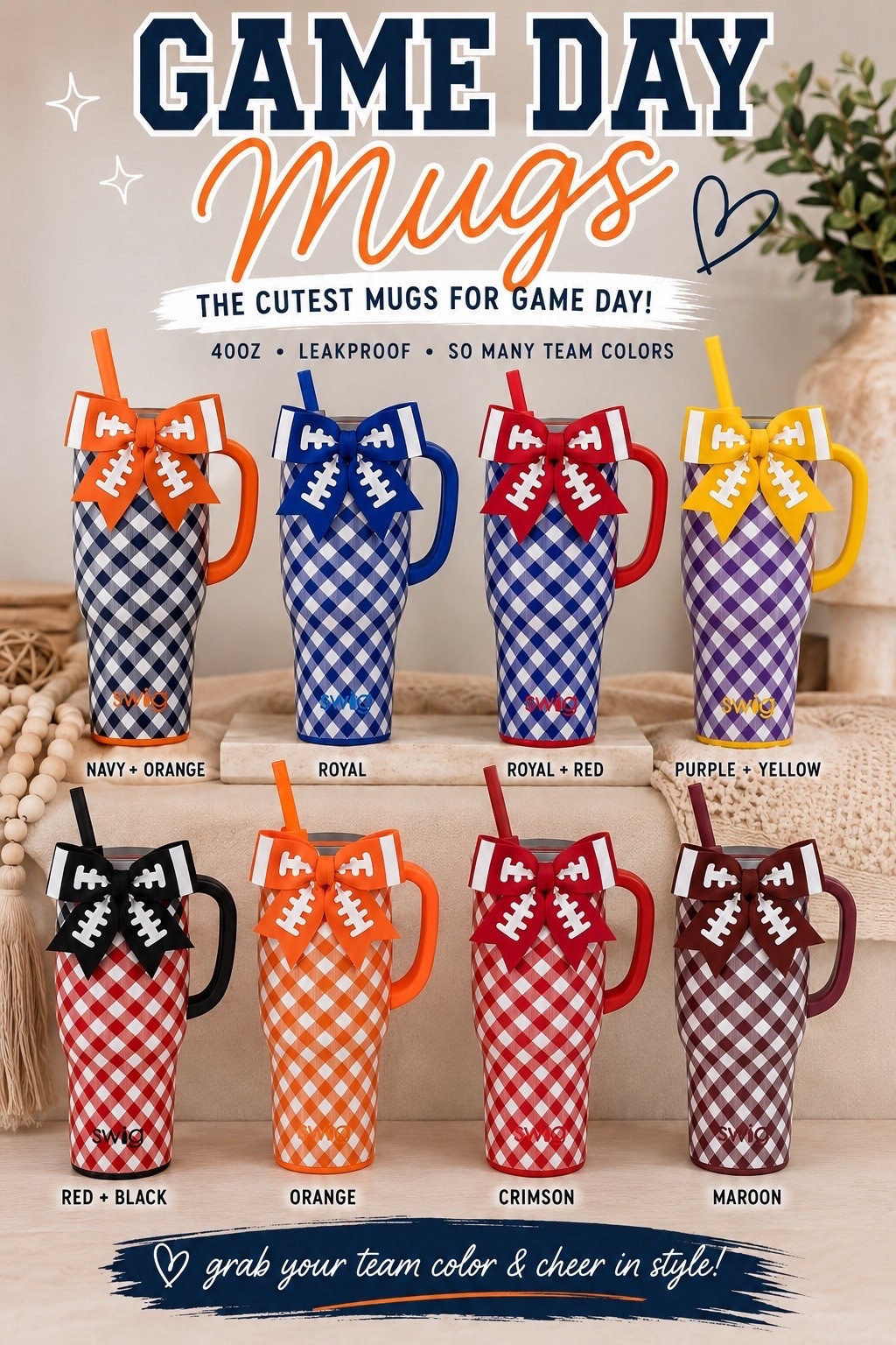 🏈 GAME DAY just got cuter! 🏈

These game day Swig cups are SO fun! 😍 Pick your team colors and you’re ready for football season. I love the gingham print + football bow—and they’re 40oz & leakproof! Perfect for tailgates, games, or everyday! 🏟️✨

🏈 So many team colors available
💧 40oz + leakproof
🎀 Cutest game day accessory!

Linking them on my LTK! 🤍

#GameDay #FootballSeason #GameDayStyle #FootballMom #TailgateStyle #SwigLife #LTKFinds #LTKHome

#LTKselfcare #LTKmomlife #LTKfitnessgoals