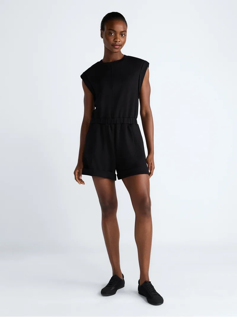 Scoop Women's and Women's Plus Scubaknit Crewneck Romper, Sizes XS-4X | Walmart (US)