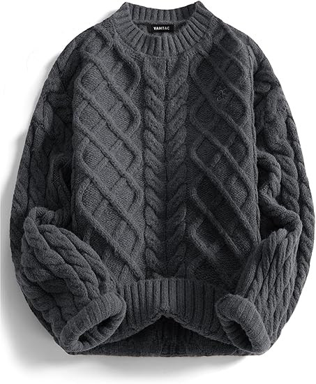 Vamtac Vintage Sweaters Crewneck Cable Knit Sweater Soft Warm Pullover Oversized Chunky Jumper Fa... | Amazon (US)