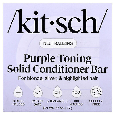 Kitsch, Purple Toning Solid Conditioner Bar, For Blonde, Silver, & Highlighted Hair, Orange Blossom & Jasmine, 2.7 oz (77 g) | iHerb