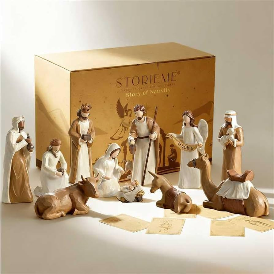 Nativity Set for Christmas Indoor: 12-Piece 7.87 Inches Resin Nativity Figures with The Three Wis... | Amazon (US)