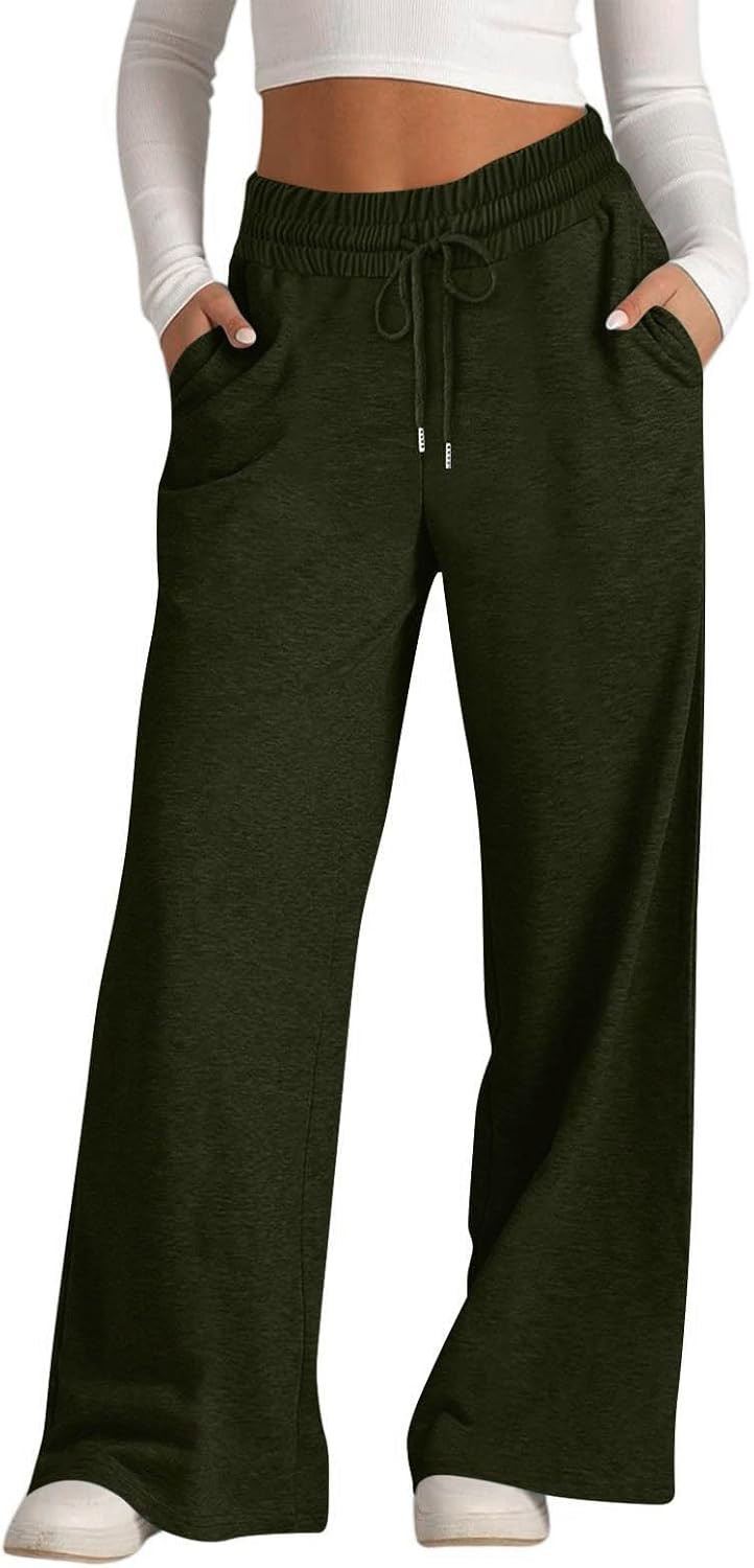 Wide Leg Sweatpants Women Baggy Drawstring Sweat Pants with Pockets | Amazon (US)