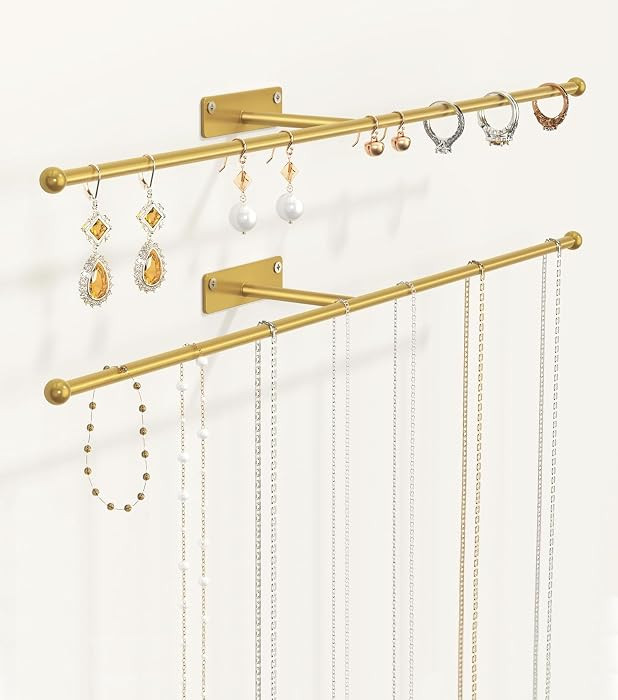 Wall Hanging Jewelry Organizer: 12.6'' Necklace Holder for Earring, Bracelet, Rings, Hairband, Gl... | Amazon (US)