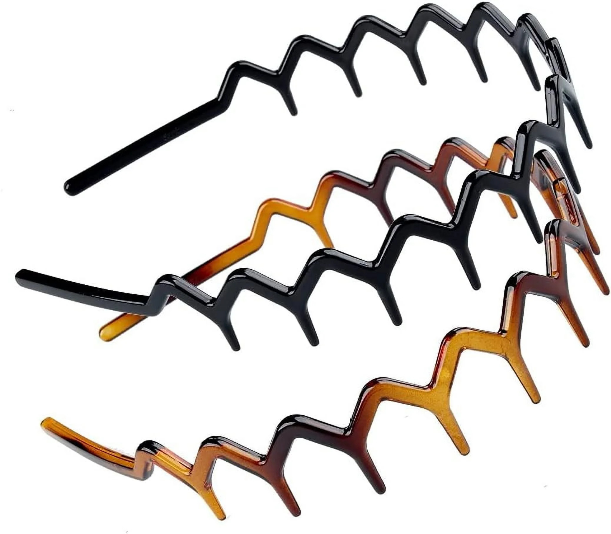 Set of 2 -Zig Zag Toothed Comb Alice Band Headband Hairband (BLACK- TORT Brown- 1 Each) | Walmart (US)