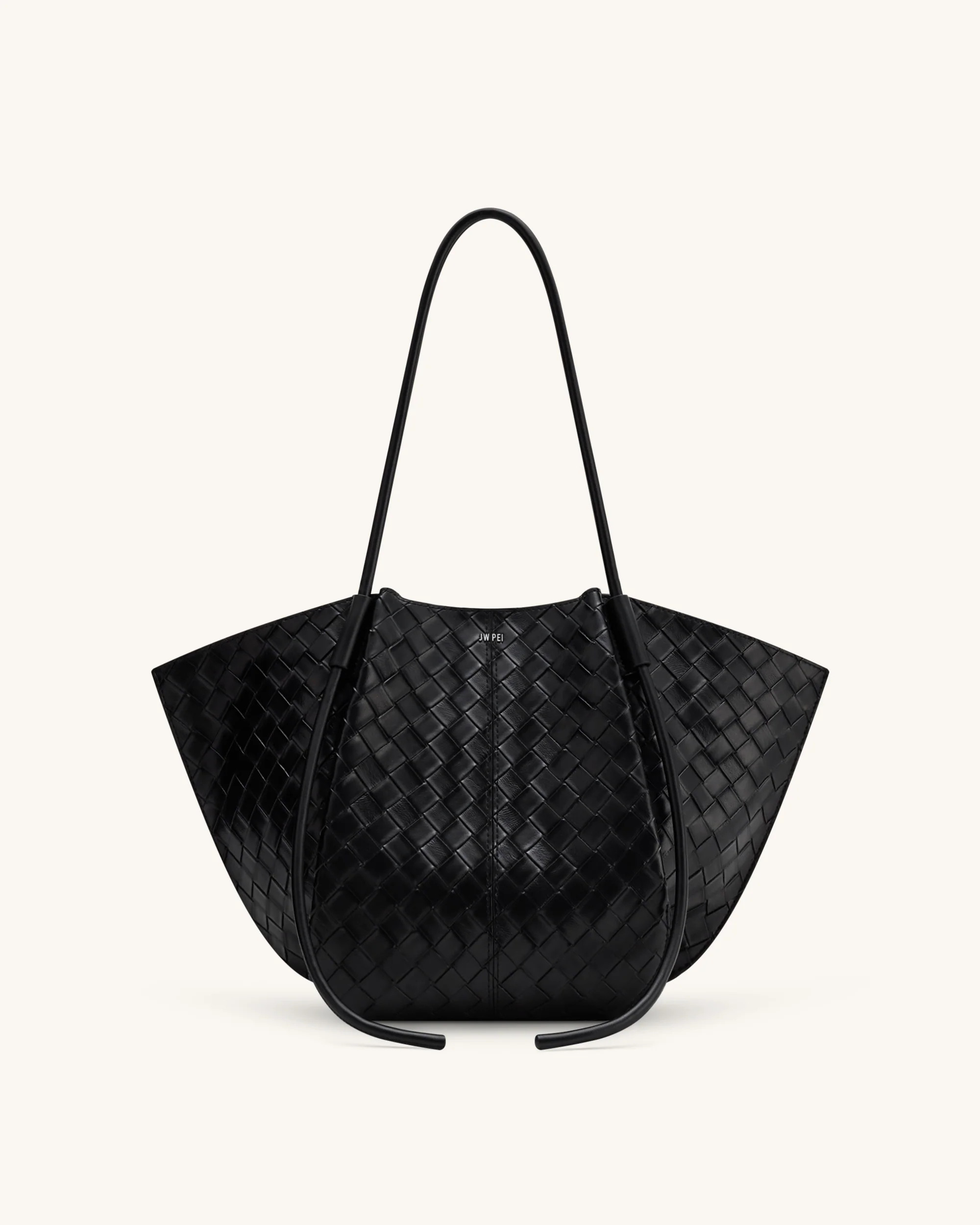 Nala Wide Weave Texture Tote Bag - Black | JW PEI US