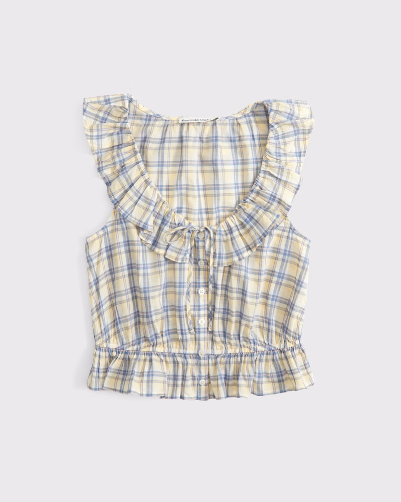 Ruffle Scoopneck Button-Through Tank | Abercrombie & Fitch (US)