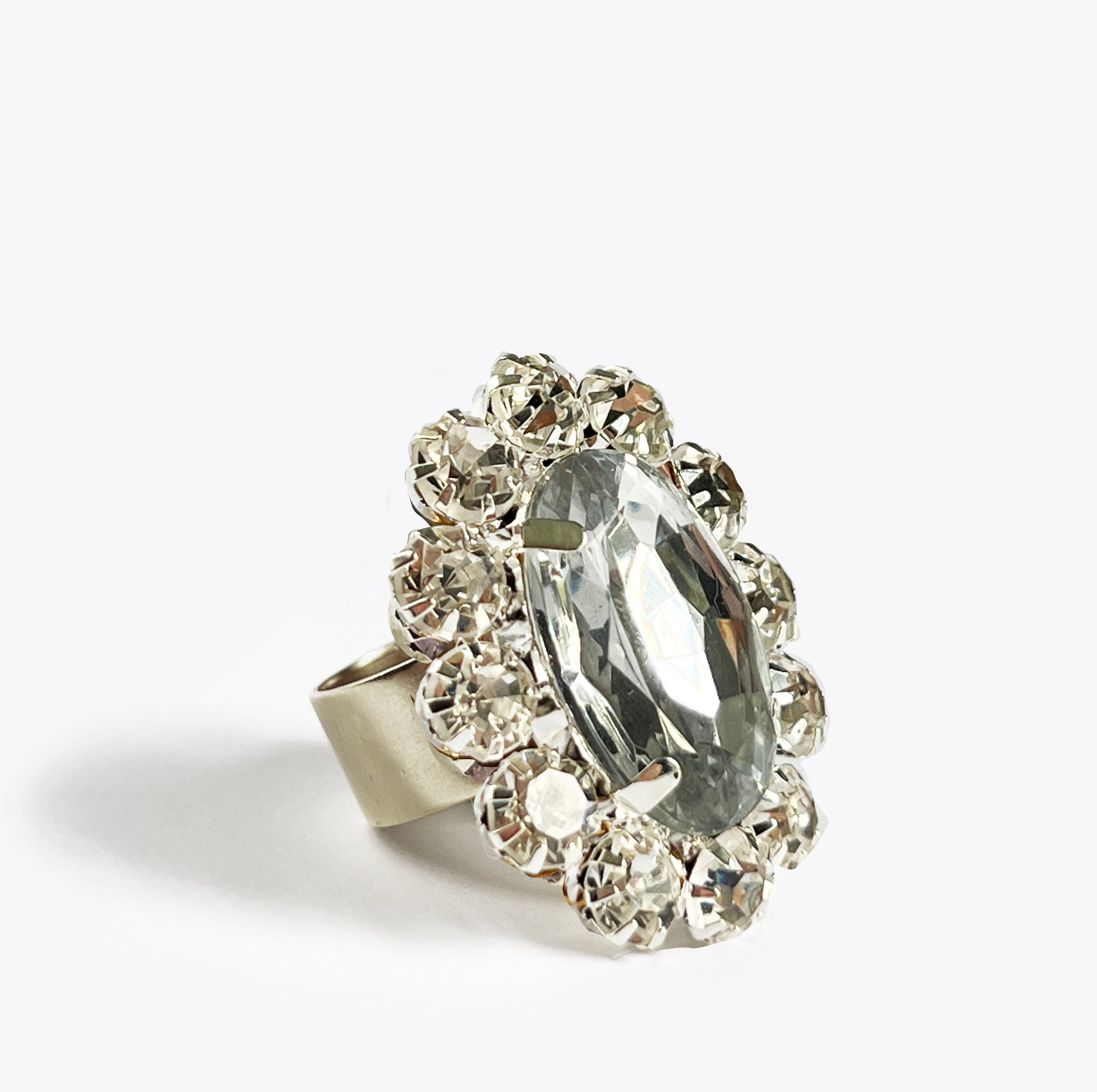 CHAMPAGNE & QUAIL RING - Diamond Silver | MME.MINK