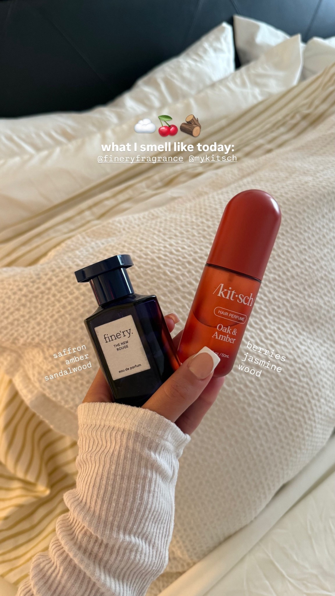 today’s scent combo! ☁️🍒🪵 kitsch hair perfume & finery ✨ both are super affordable perfumes that i wear almost daily at the moment! 

#LTKBeauty