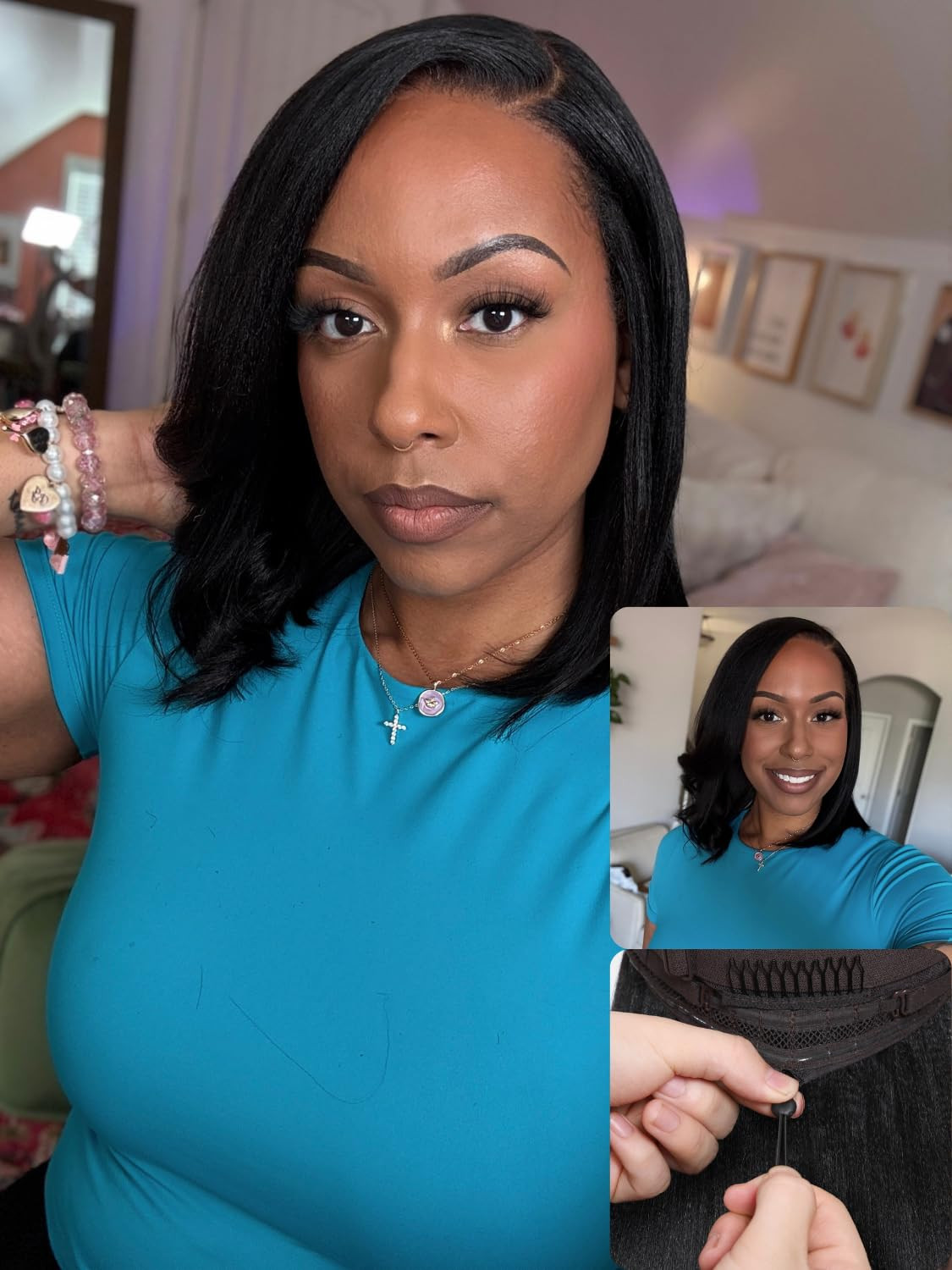 Nadula Yaki Straight Bob Glueless Wig with Drawstring Pre Cut 7x5 HD Bye Bye Knots Lace Front Wig... | Amazon (US)