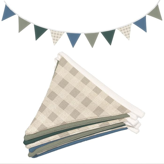 Boys Toddler Room Playroom Nursery Decor, Garland Triangle Banners Blue Grey,11Ft Vintage Warm Ne... | Amazon (US)