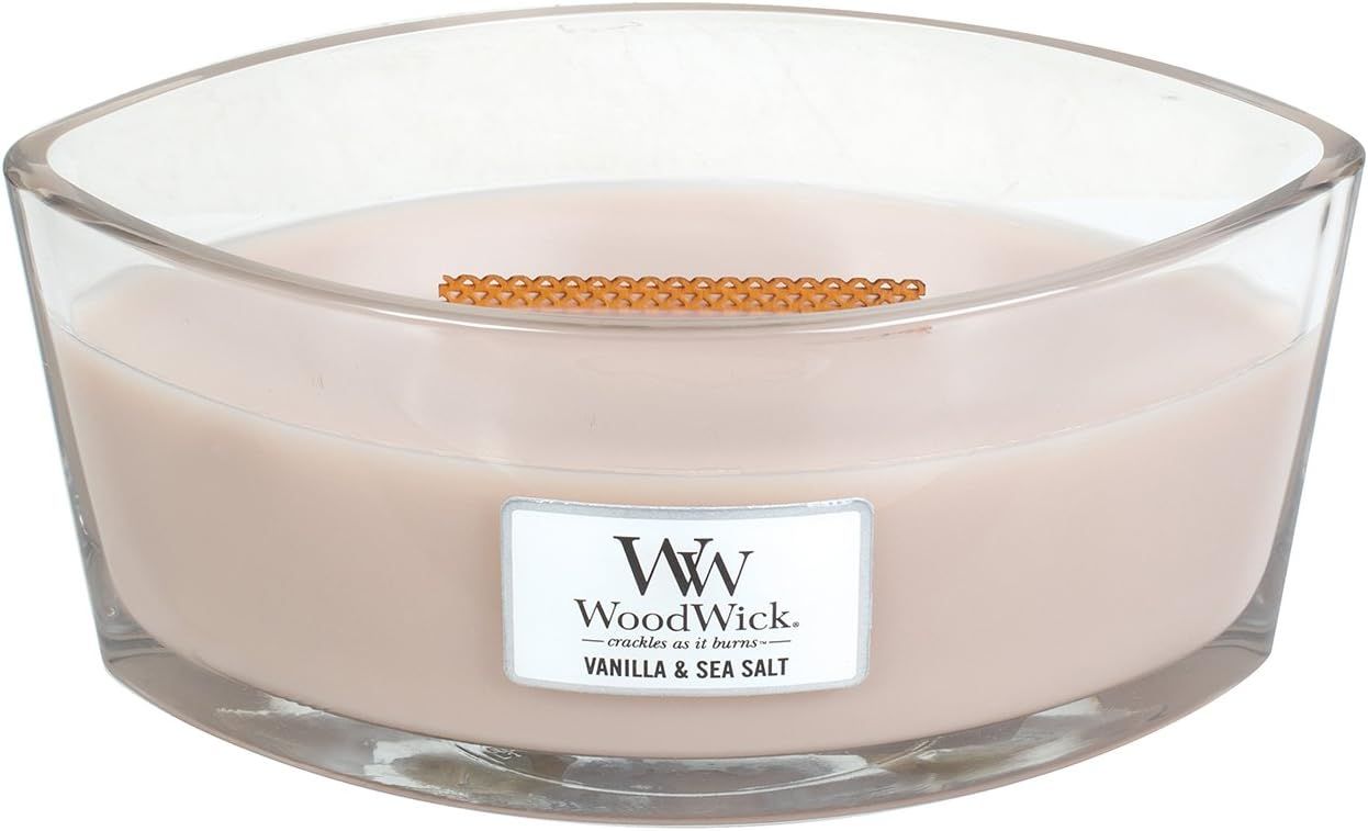 Amazon.com: WoodWick Vanilla & SEA Salt, Highly Scented Candle, Ellipse Glass Jar with Original H... | Amazon (US)