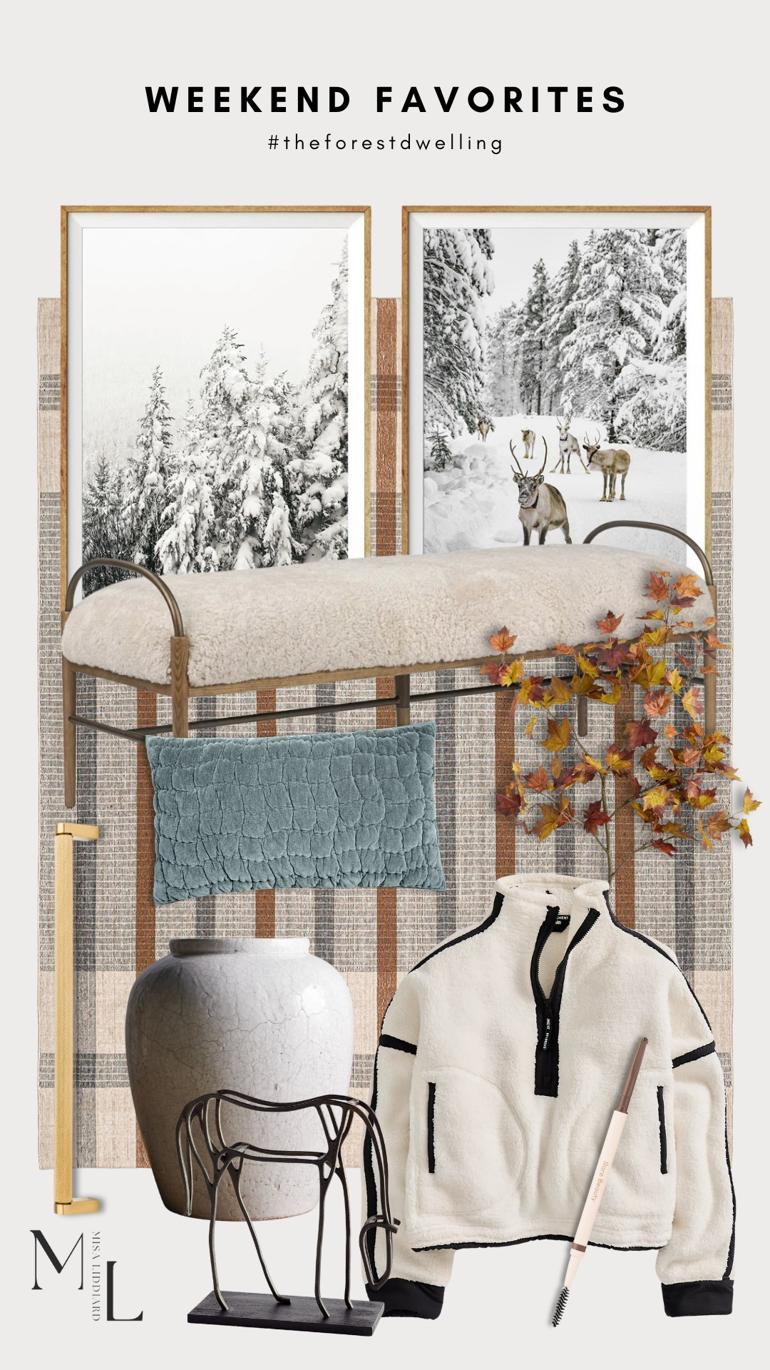 Weekend faves! The Winter prints look so good in the floating wood frames. This rug is perfect for fall. Love the fleece half zip. Comes in lots of colors! Cannot wait to pull out all of my faux stems for fall soon! 

 #LTKdayinmylife #LTKSeasonal #LTKHome