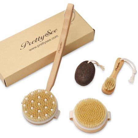 PRETTY SEE Bath Body Brush for Cellulite Treatment, Natural Exfoliating Brush Set with Detachable Lo | Walmart (US)