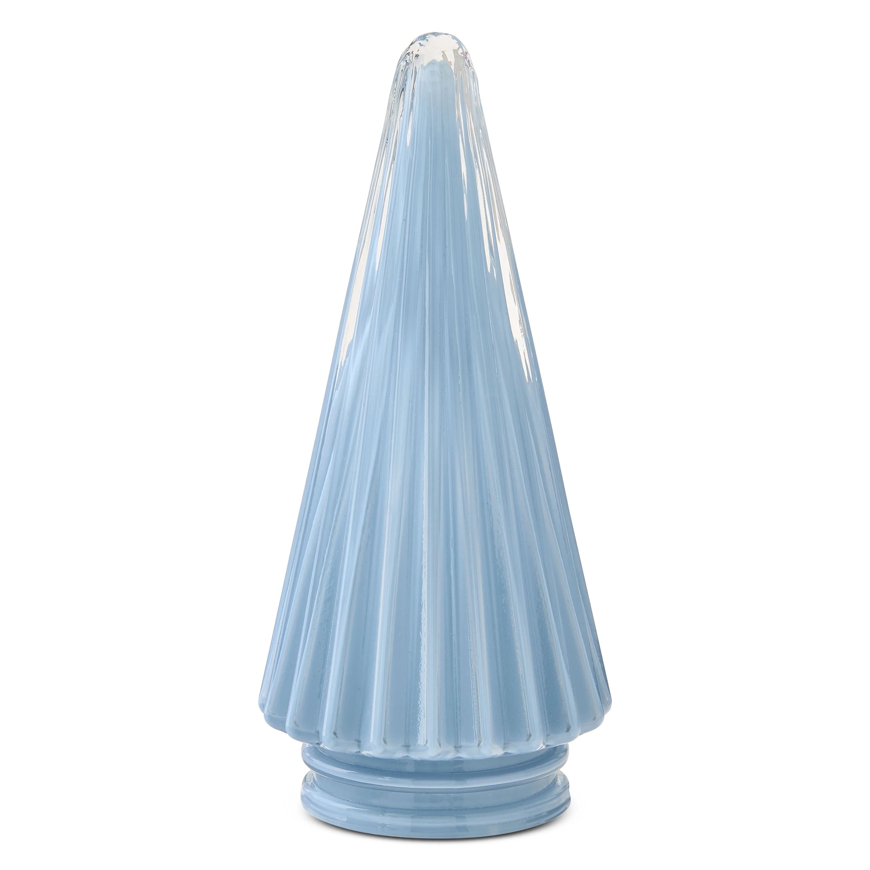 Glass Cone Christmas Tree Tabletop Decoration, Blue, 6", by Holiday Time | Walmart (US)
