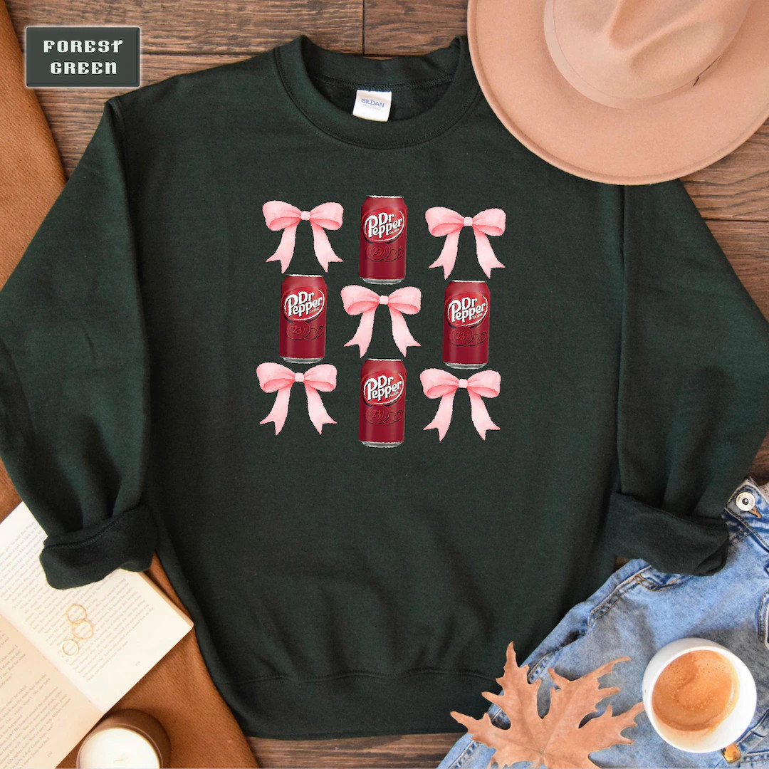 Dr Pepper Sweatshirt, Dr. Pepper Sweater, Soda Crewneck, DR. Pepper Bow Coquette Sweatshirt, Cute... | Etsy (US)