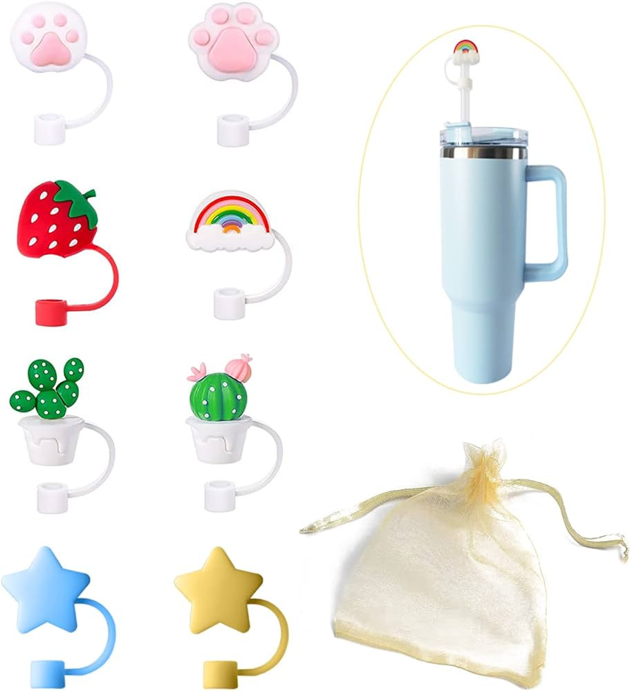Reusable Straws and Straw Covers Set - Silicone Straws Compatible with Stanley Cup 40oz Adventure... | Amazon (US)