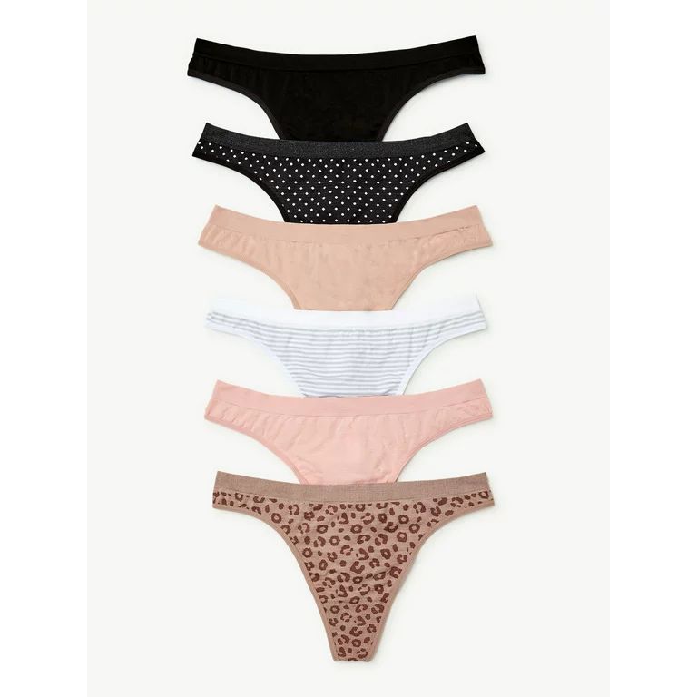 Joyspun Women's Seamless Thong Panties, 6-Pack, Sizes to 3XL | Walmart (US)