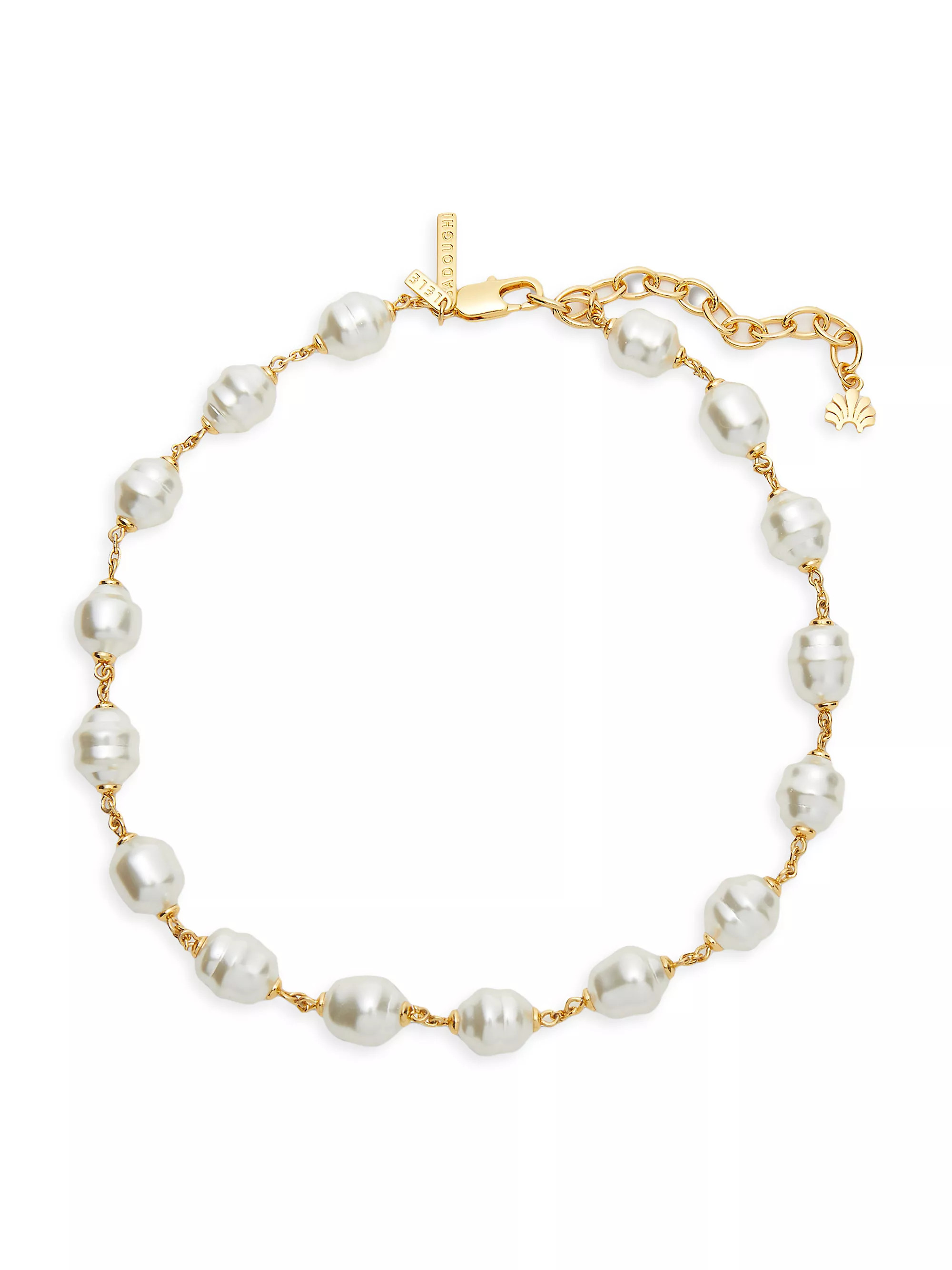 14K-Gold-Plated & Imitation Pearl Station Necklace | Saks Fifth Avenue