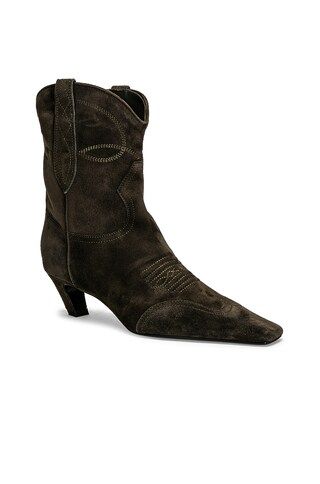 KHAITE Dallas Ankle Boot in Dark Olive | FWRD | FWRD 