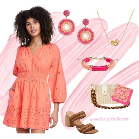 Target Dresses & Sandals are 20% off with Circle this week!

Can never go wrong with Eyelet in the Spring! This Orange 3/4 Puff Sleeve is so bright & fun!

Kept the bright going with Pink/Orange Beaded Earrings, Heart Knot Necklace, Bracelet, Straw Purse, Floral Bandana Scarf & Brown Woven Sandals

J.Crew Factory. Kate Spade  Spring Outfit. Summer. Easter  Resort Wear. Vacation Wear. 

#LTKSeasonal #LTKsalealert #LTKunder50