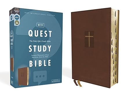 NIV, Quest Study Bible, Leathersoft, Brown, Thumb Indexed, Comfort Print: The Only Q and A Study ... | Amazon (US)