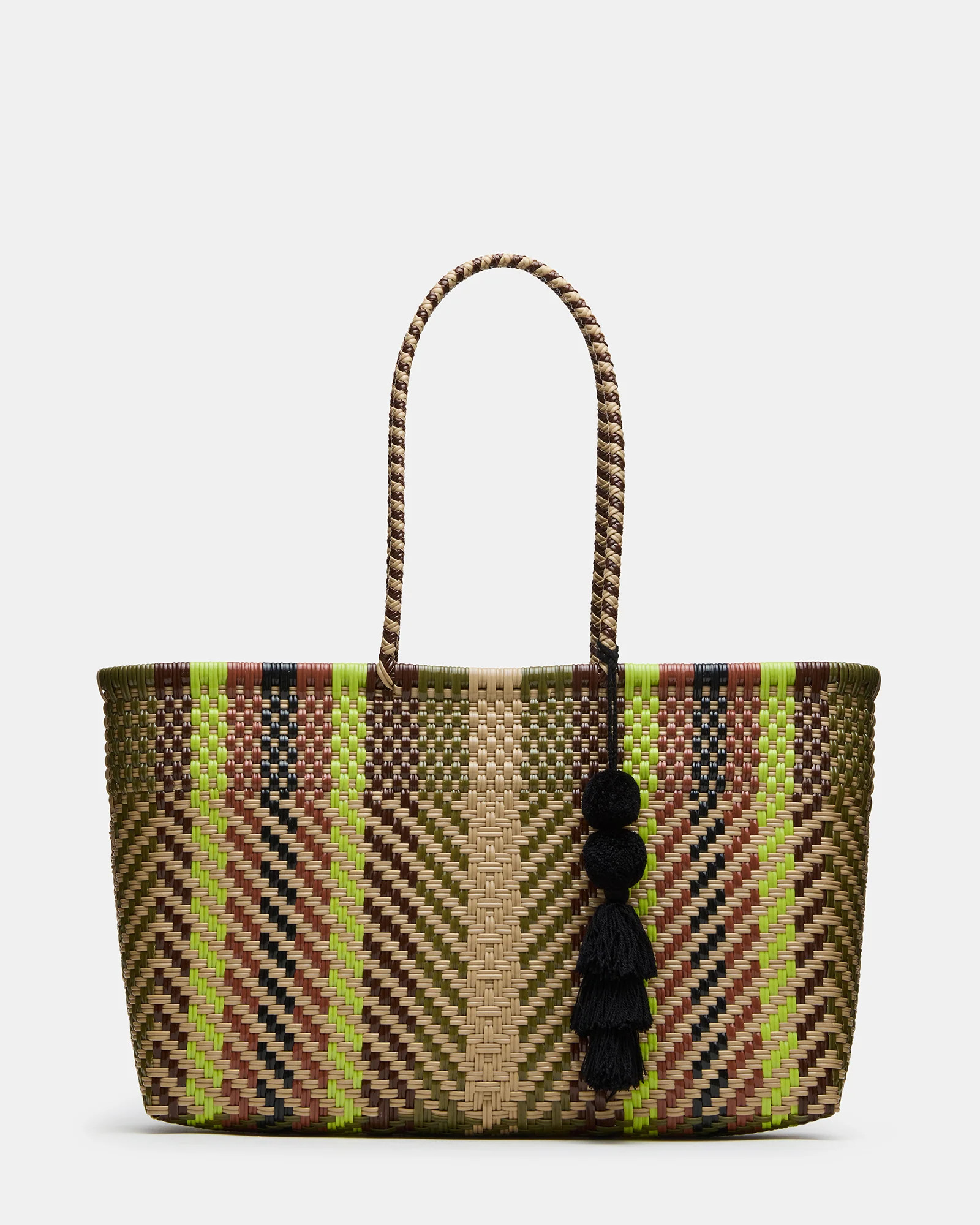 BREEZI Bag Lime Multi-Colored Shoulder Strap Tote Handbag | Steve Madden (US)