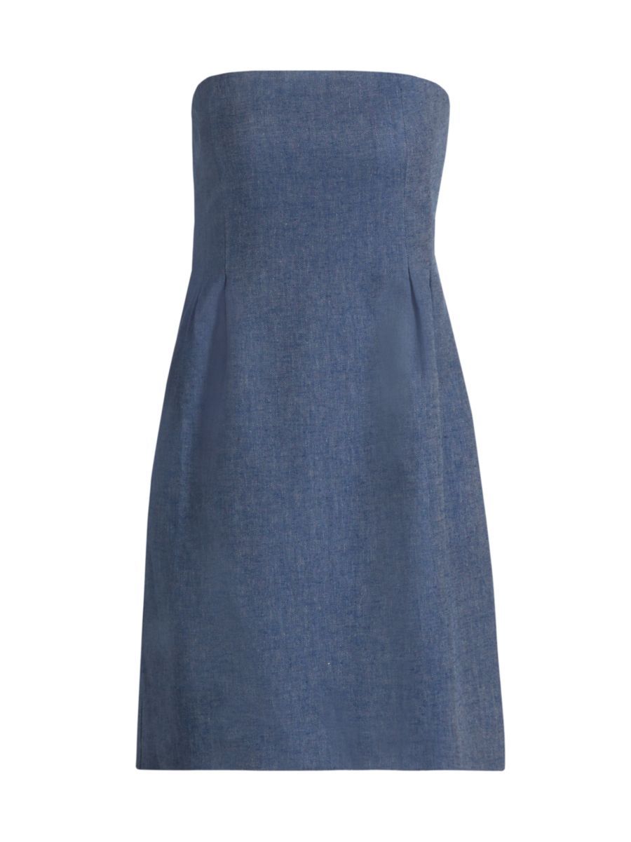 Strapless Linen-Blend Minidress | Saks Fifth Avenue