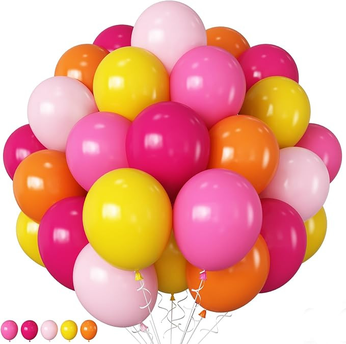 Pink and Orange Balloons Light Pink Hot Pink Yellow Autumn Latex Balloons Pastel Pink Yellow Oran... | Amazon (US)