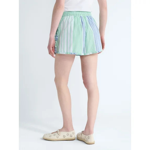Free Assembly Women's and Women's Plus Ruffle Trim Cotton Poplin Shorts, 2.75" Inseam, Sizes XS-4... | Walmart (US)