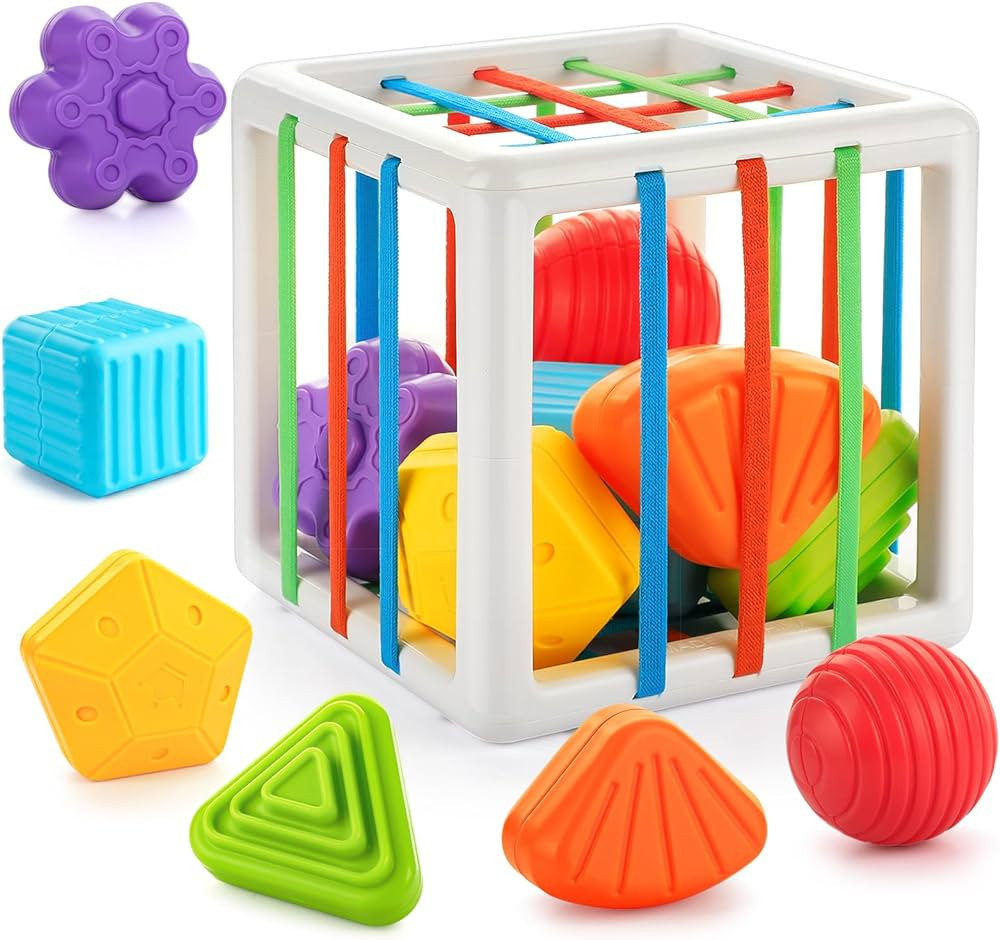 TOHIBEE Montessori Toys for 1 Year Old, Sensory Toys Shape Sorter, Baby Blocks Colorful Textured ... | Amazon (US)