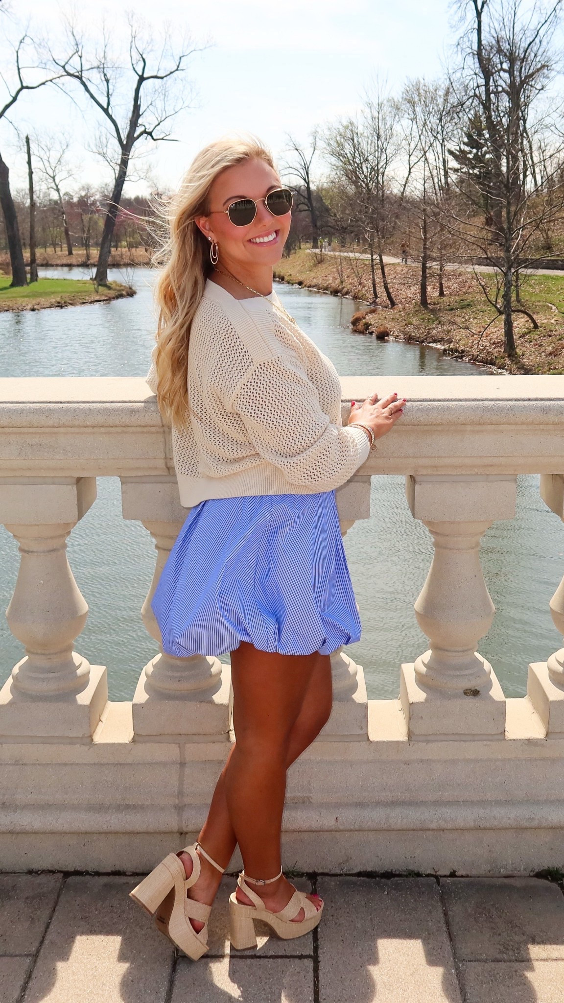 I will be wearing this on repeat this spring!! Skirt is medium and a little loose. From VICI!
Sweater - small
I’m 5’3, size 4-6, 135 lbs