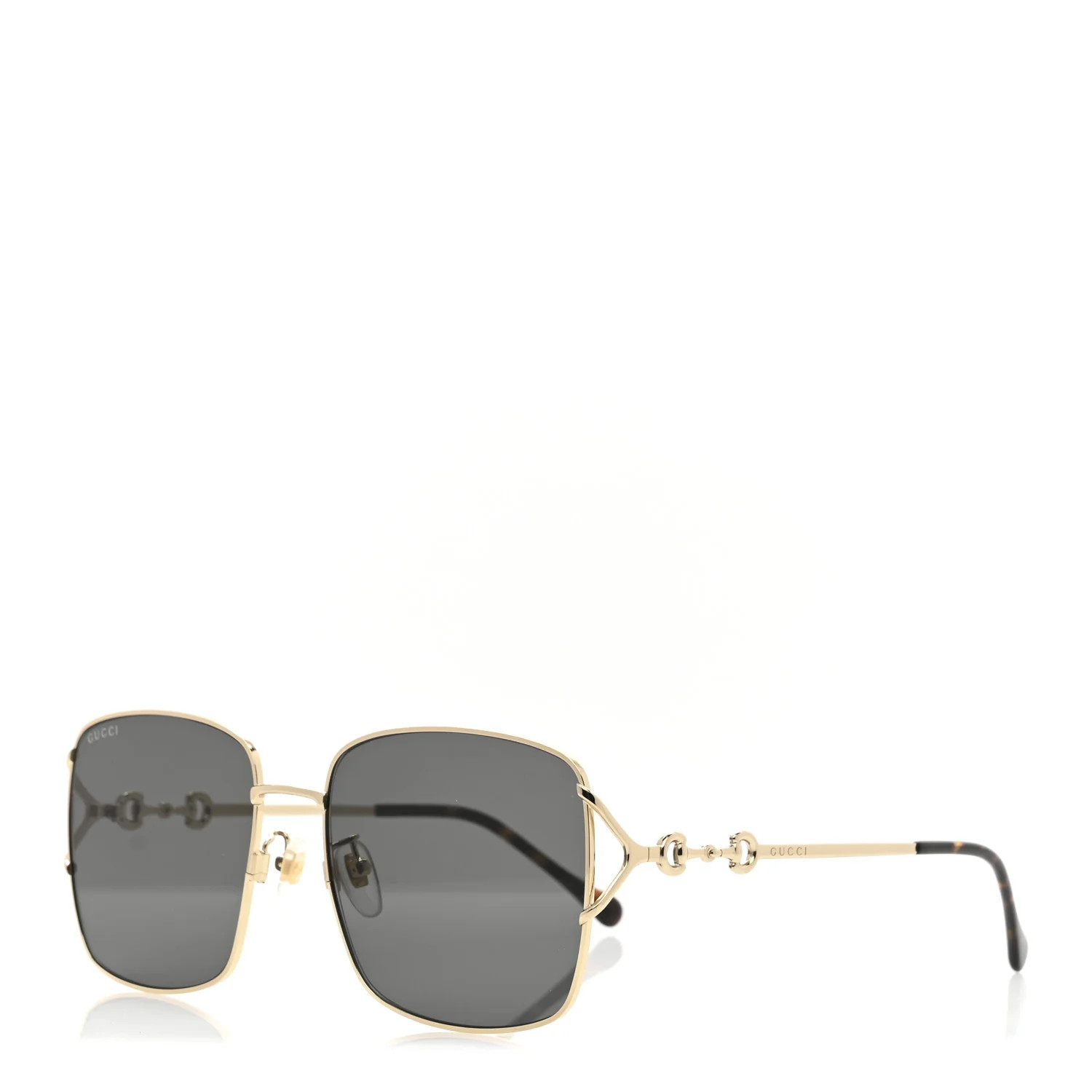 Metal Horsebit Square Frame Sunglasses GG1018SK Gold | FASHIONPHILE (US)