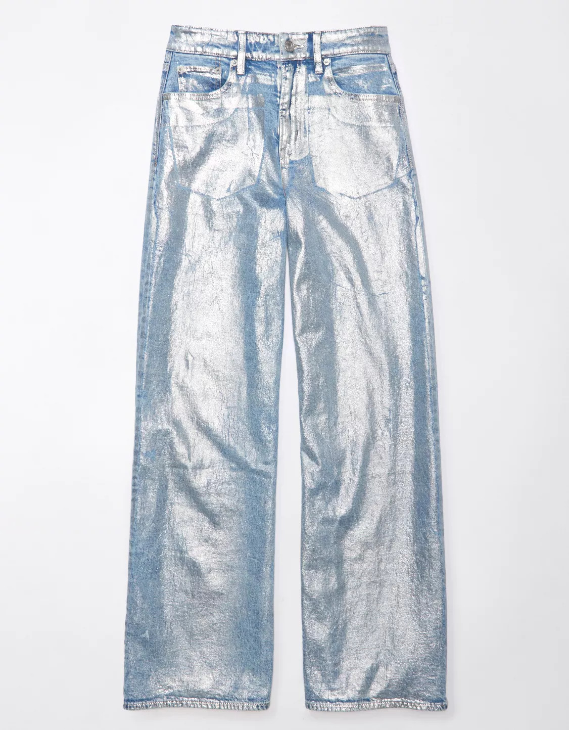 AE Stretch Shimmer Super High-Waisted Baggy Wide-Leg Jean | American Eagle Outfitters (US & CA)