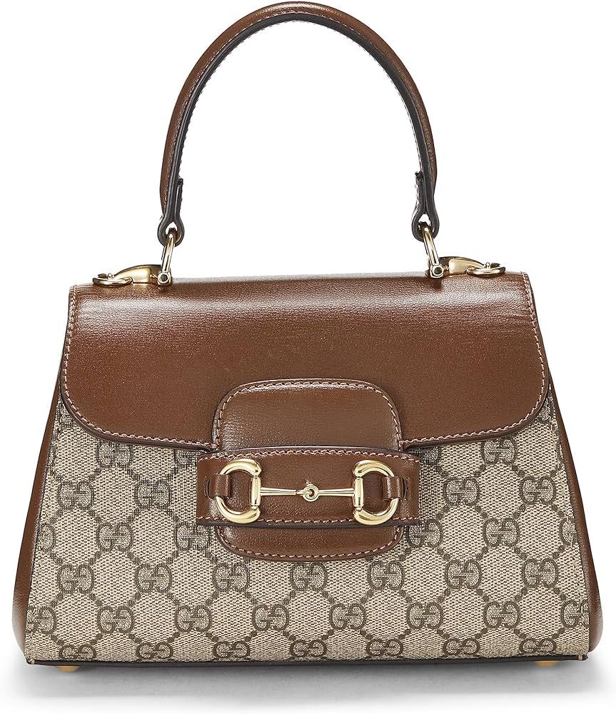 Amazon.com: Gucci, Pre-Loved Brown GG Supreme Canvas 1955 Horsebit Handbag Mini, Brown : Luxury S... | Amazon (US)