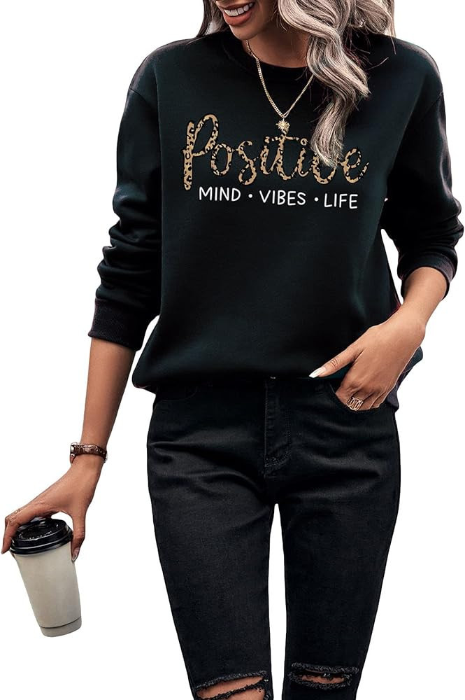 SOLY HUX Women's Letter Print Graphic Sweatshirt Long Sleeve Crewneck Casual Pullover Tops | Amazon (US)